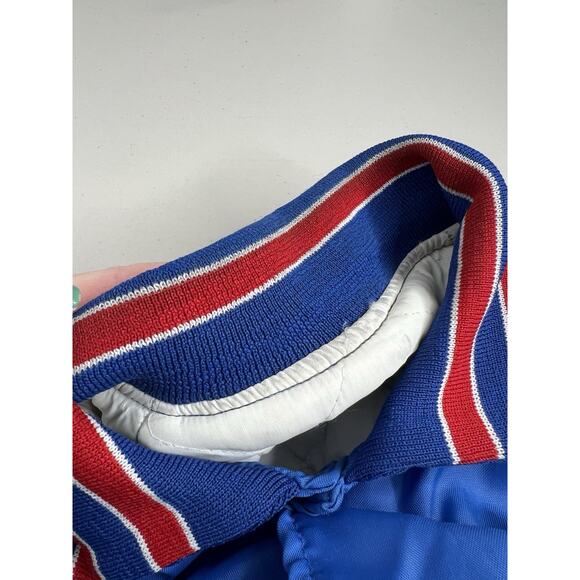 Vtg Blue Holloway Satin Snap Up Bomber Jacket Made In USA Steel Mining Size Med - Picture 10 of 16